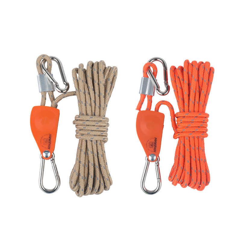 HIKEMAN帐篷防风绳户外露营金属滑轮拉紧器加粗天幕免搭建反光绳