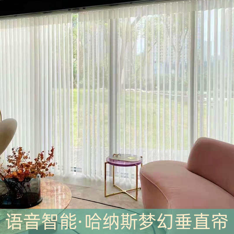 电动梦幻帘客厅窗帘透光不透人纱帘阳台落地窗卧室遮光垂直帘