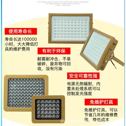 led防爆灯隔爆型投光灯100W200加油站仓库厂房户外防水应急泛光灯