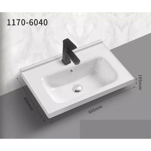 家用一体陶瓷盆半嵌入式方形台上盆洗脸盆洗漱池洗手盆单盆40宽度