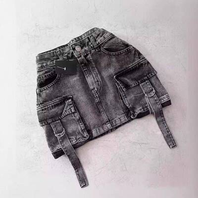 Women ' s Y2K Cargo Denim Mini Skirt | Flap Pocket Button