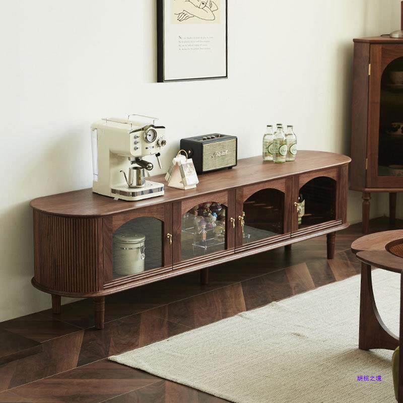 北美黑胡桃木电视柜北欧复古小户型家用客厅实木现代简约视听柜
