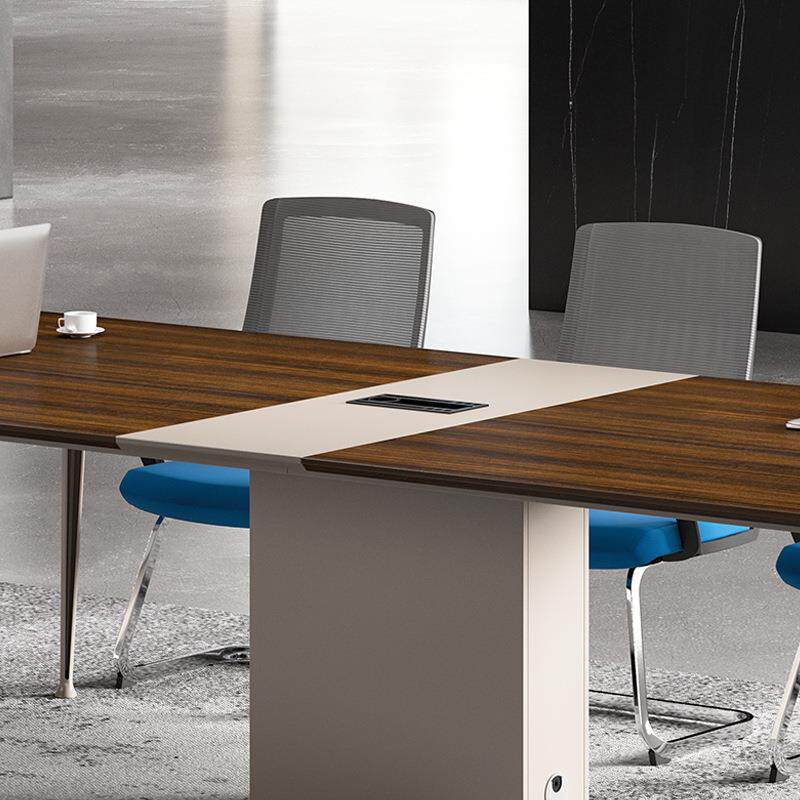 现代简约办公室条形会议桌 会议室员工洽谈长桌接待室板式办公桌