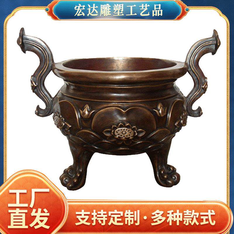 大型铜水缸铸铜大缸青铜花盆别墅庭院景观装饰铜雕广场摆件