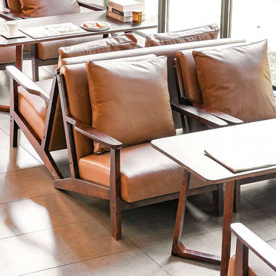 覆古实木奶茶店咖啡厅桌椅组合民宿书吧酒吧卡座沙发休闲洽谈接待