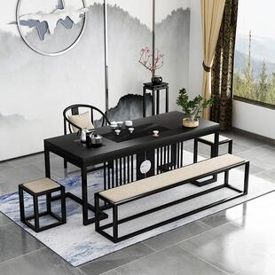 新中式铁艺茶桌家用客厅会客泡茶桌椅组合办公室创意茶室茶台