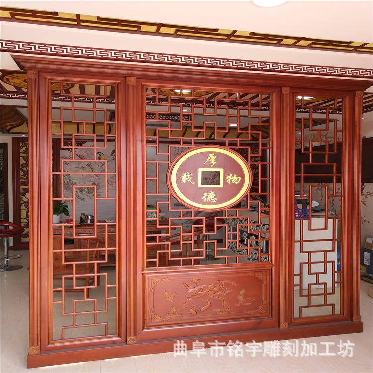 新中屏风实客厅半透MY345式乔其纱隔断墙木玄关美欧式餐厅屏风布