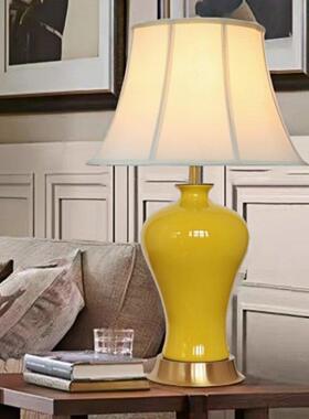 绿色黄色红色调光遥控景德镇陶瓷客厅卧室床头书房现代中式台灯