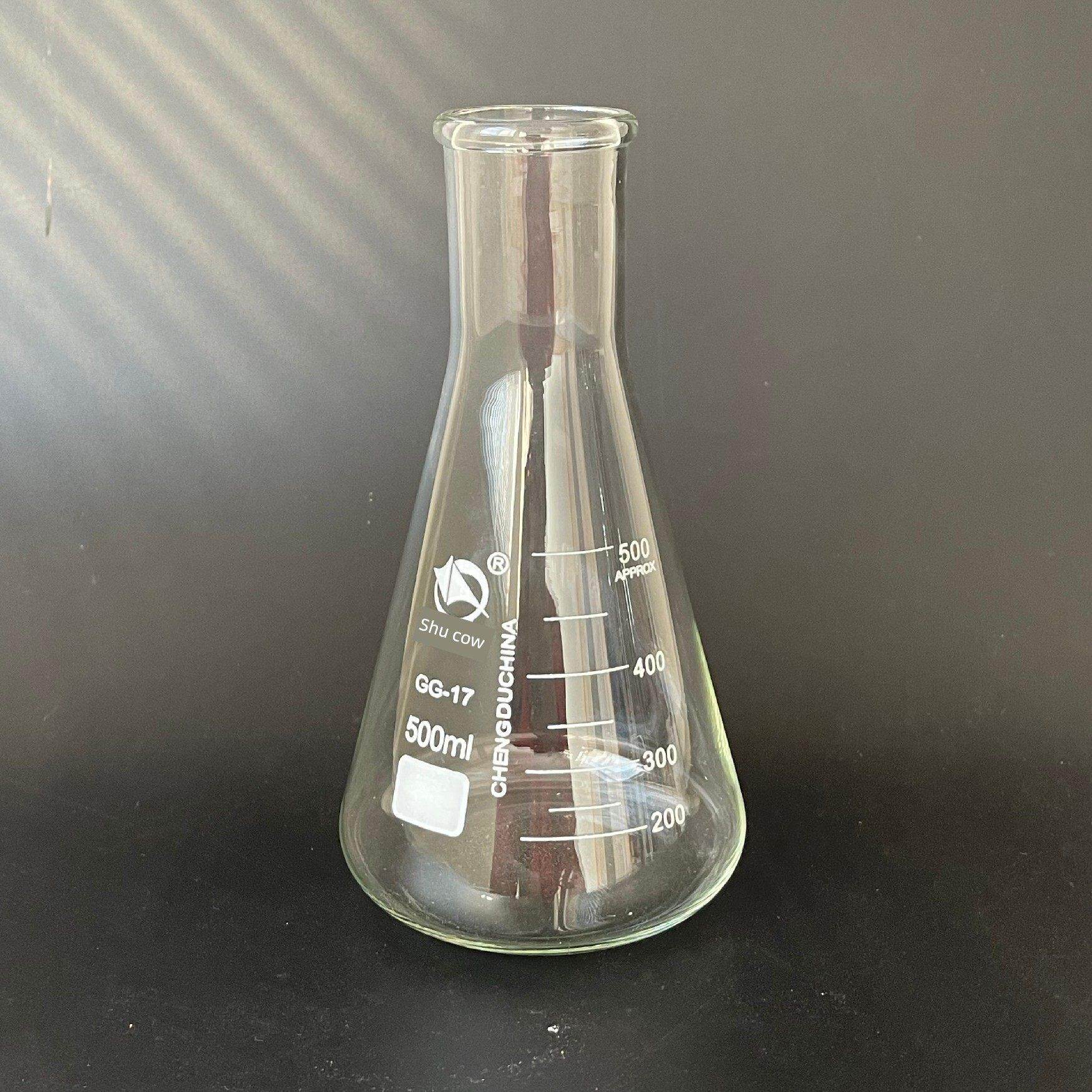 顺牛玻璃三角烧杯100Ml250Ml500Ml1000Ml直口锥形瓶大口钟口