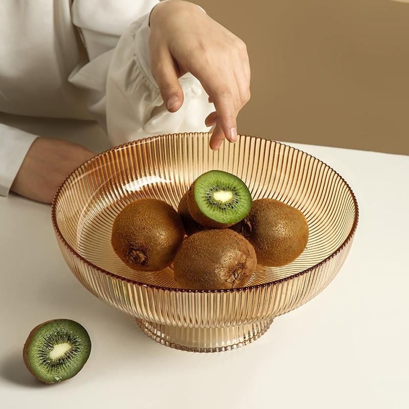 贝汉美高脚玻璃水果盘20210114客用厅茶几家瓜透果明零食干果糖盘