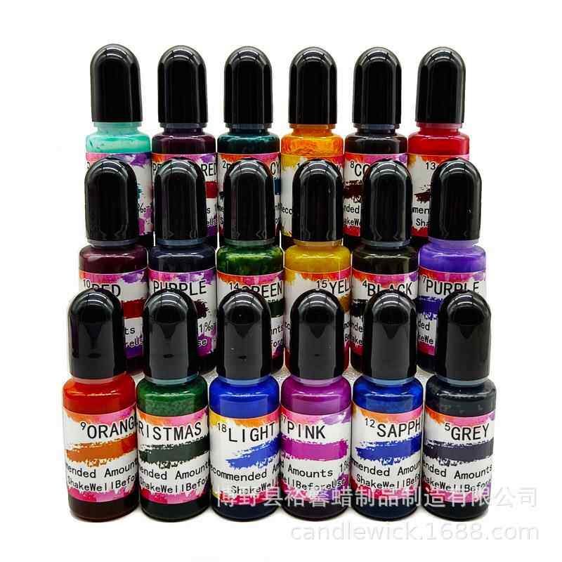 蜡烛液体色素染料颜色颜料10ml塑料瓶18色彩盒可配蜡芯架线板贴纸