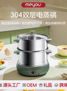 广东名友分体式双层电蒸锅 家用迷你多功能电蒸锅 不锈钢电蒸锅
