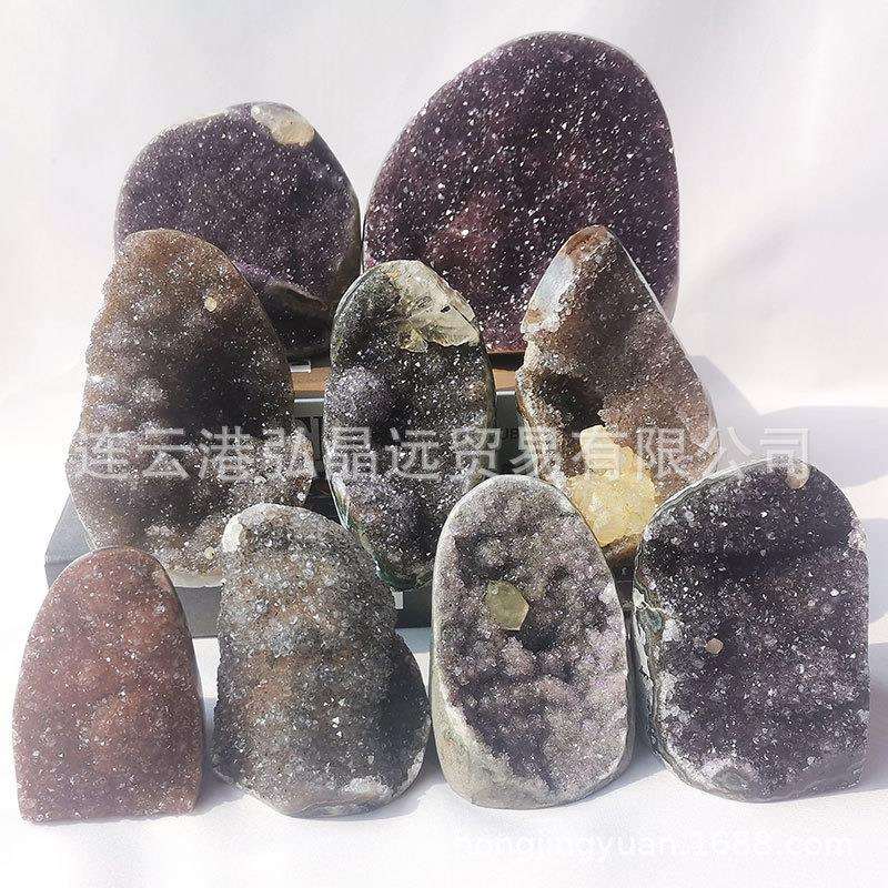 弘晶远水晶 天然乌拉圭彩晶镇紫水晶镇 家居办公摆件厂家