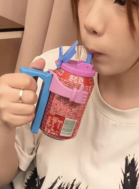 3d打印易拉罐支架饮料封口盖带防溢式吸管杯盖收纳层架懒人喝水神