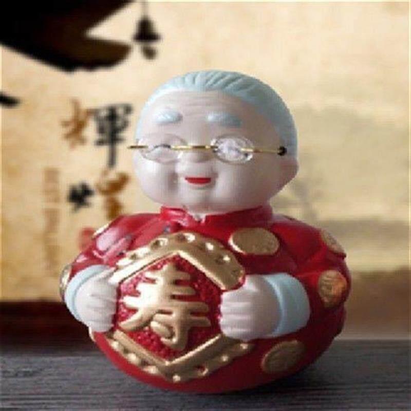 。福寿公婆不倒翁陶瓷摆件 公公婆婆摆件老头老太太摆件送长辈礼