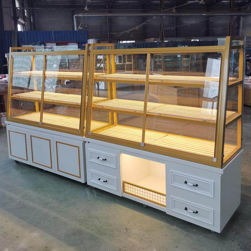 现货面 面包柜展示柜边柜蛋糕点店烘焙炒货抽屉铁艺实木中岛柜模