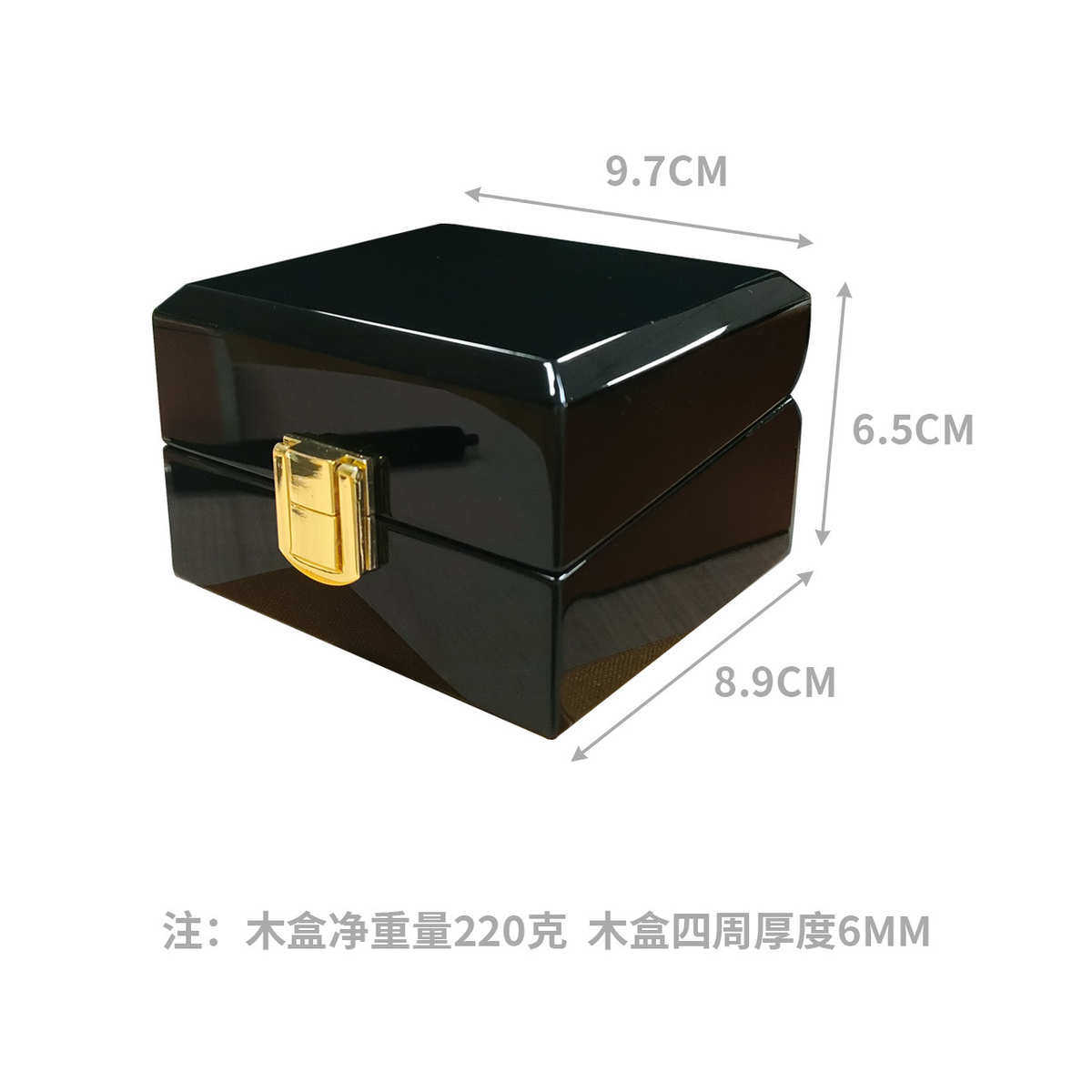 深圳厂家木盒定制黑色高光亮光漆高端翻盖首饰展示盒珠宝收藏盒