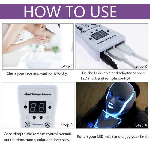 7 Colors Light LED Facial Mask with Neck Face Care Treatment