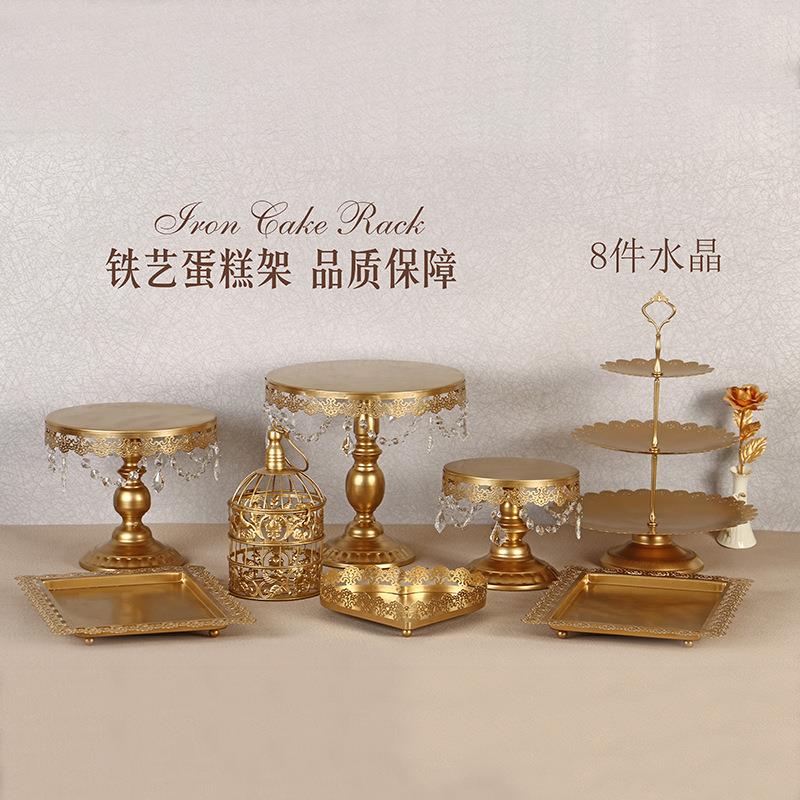 跨境热卖欧式三层铁艺蛋糕架 婚庆水果篮架点心架蛋糕塔