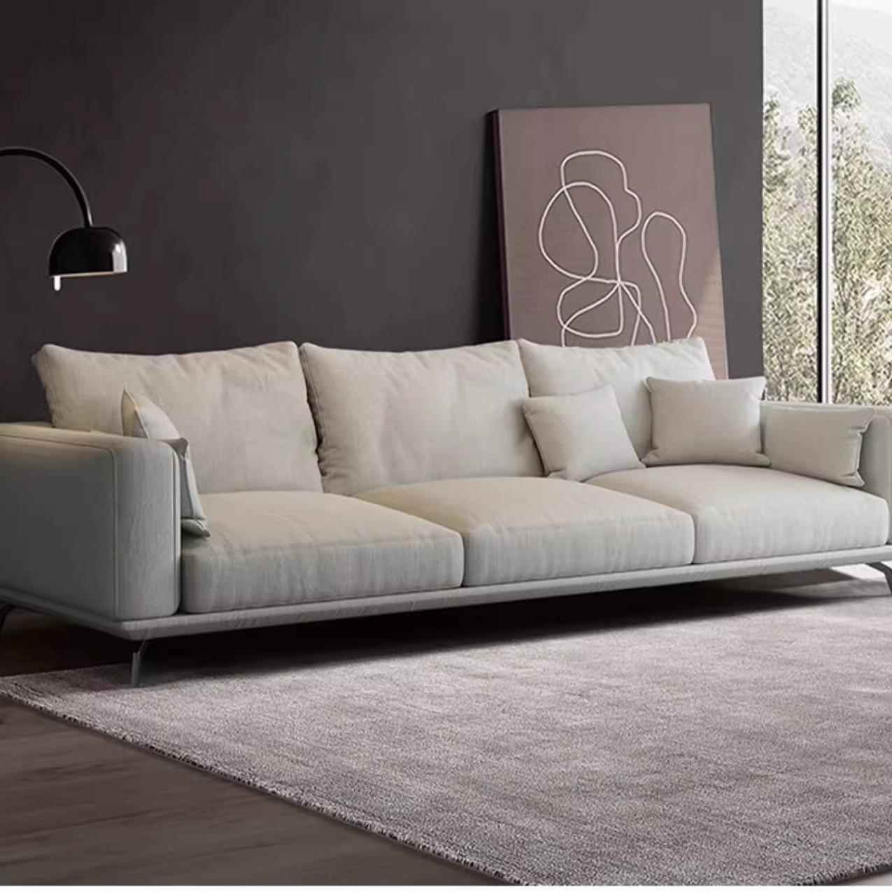 意式直排布艺地29-2平线沙发计极简设大户型奢现客厅代轻拐角麻布