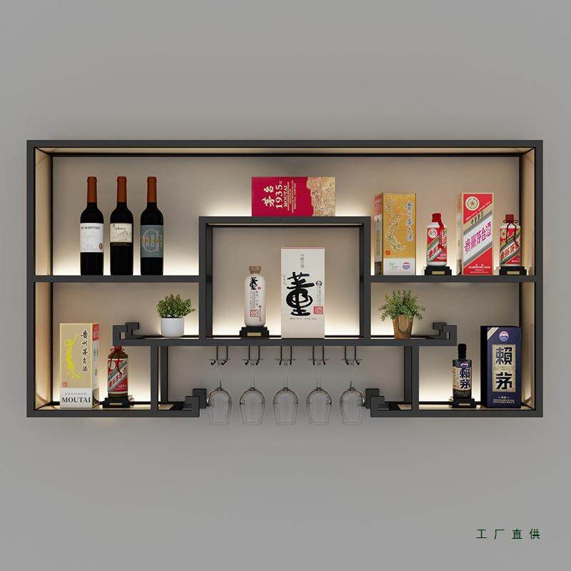 家用小红酒架酒柜展示架置无品牌/物墙架铁艺装博古饰实木式创意