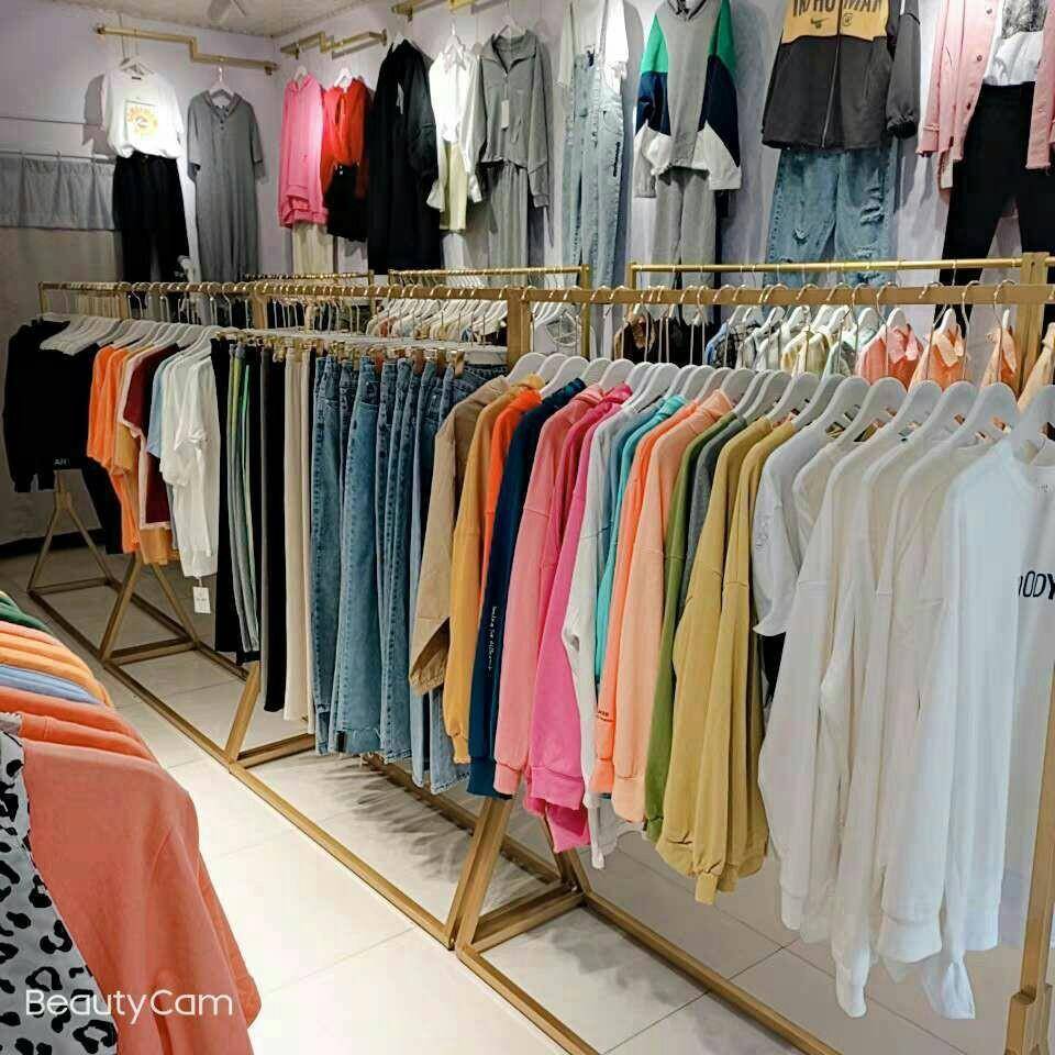 创意金色服装架衣服展示架陈列架落地式女装店衣架服装店货架架子