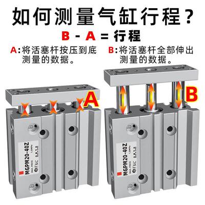 气动导杆TCM三杆三轴气缸MGP磁M12-/1VGM6/阀32/50/63100螺纹电磁