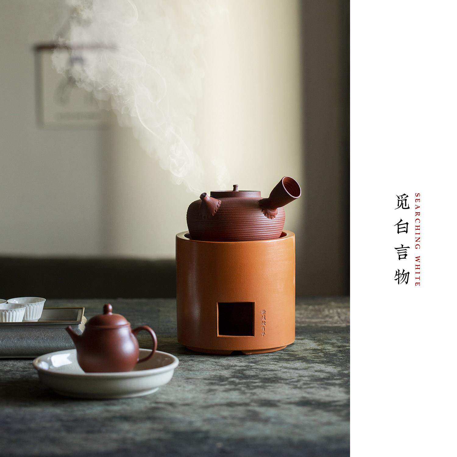 觅白红泥炭炉工夫茶炉煮茶水副榜潮州围炉手工砂铫壶原矿茶空间器