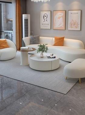 简约沙发客厅茶发几组套装合家具尚弧形科技布小CSU户型现代时沙