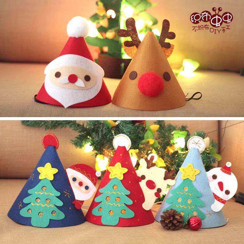 幼儿园不织布材料包diy手工圣诞节礼物儿童圣诞帽子驯鹿帽免裁剪