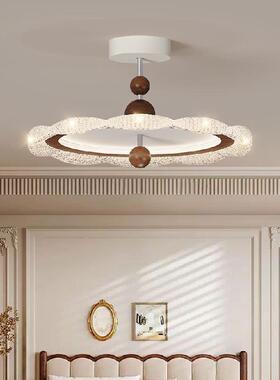 法式房中古风室灯木纹主卧护间奶油风眼全光谱餐厅灯风768扇吸卧