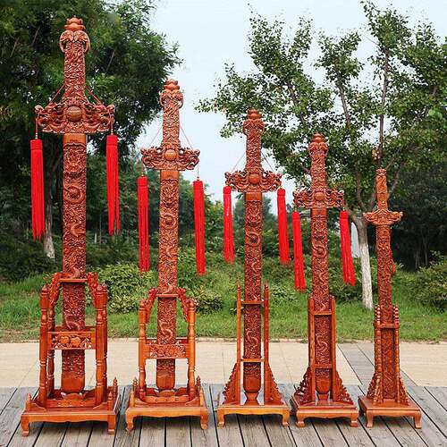 肥城桃木剑九龙剑立式剑剑架客厅玄关摆件木雕工艺品