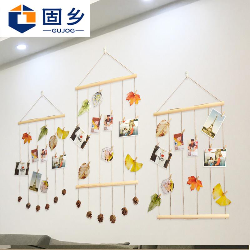 网格照片墙挂饰3/5/6/7寸相片墙相框麻绳幼儿园画画画画手工装饰