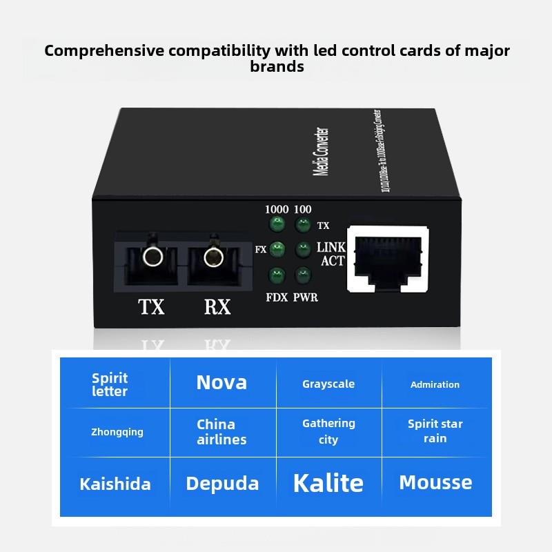 灵星雨诺瓦LED大屏千兆单模单双纤光纤收发器LC/SC光电转换器仰邦