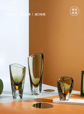 玄关花瓶客厅桌面现代插花软创意摆件装饰品轻样板间奢器琉璃简约