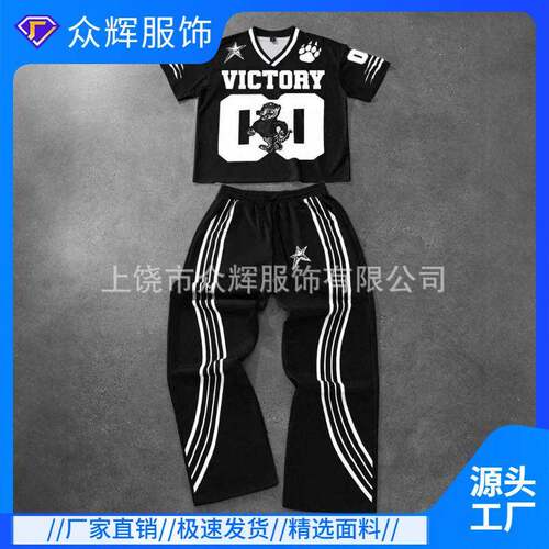 Women Letter Tiger Striped Print Fitted Tee Pants Two Set