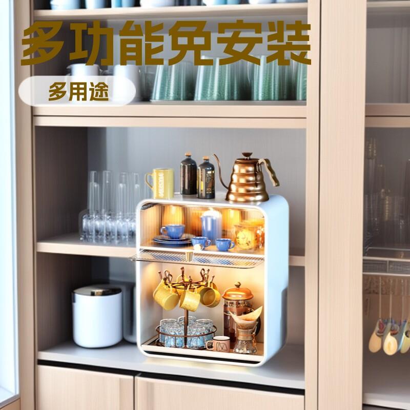 厨房防尘储物柜置物架多功能台桌面带门收纳放碗调料味品架盒家用图片