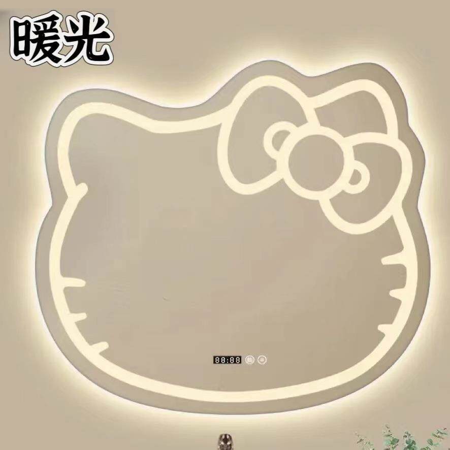 网红美妆镜Kitty猫咪化妆镜家居梳妆镜LED 灯智能触屏