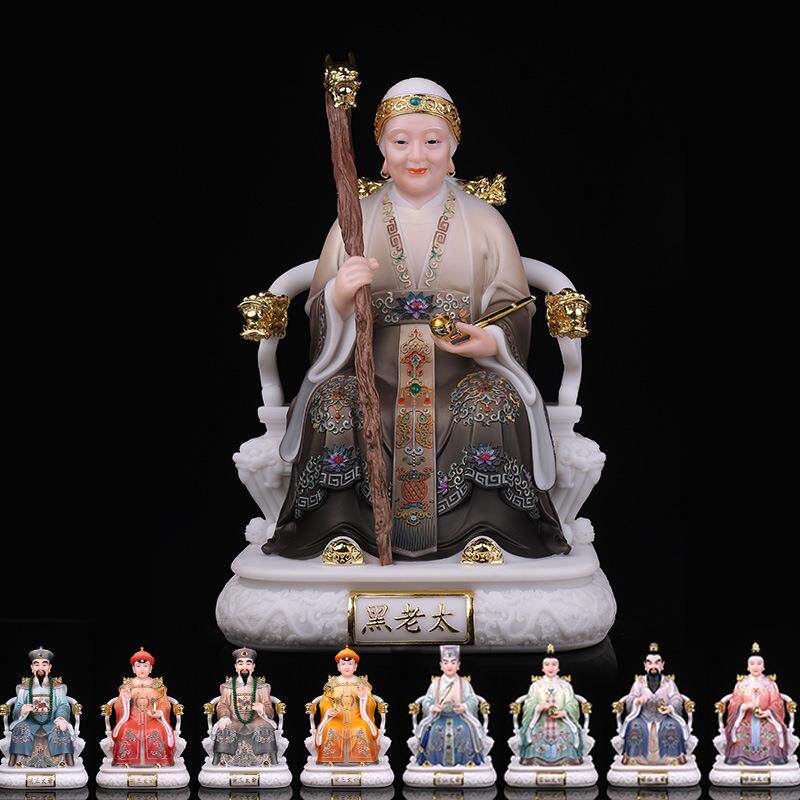 觉缘阁彩镶宝四大家族汉白玉神像胡黄常蟒太爷太奶黑老太家用摆件