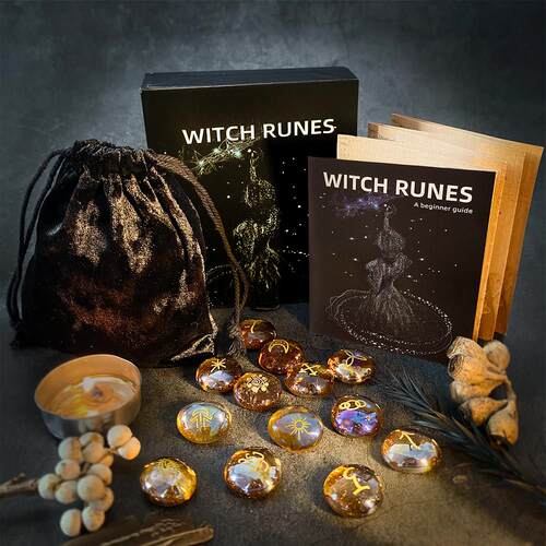新款Witch Runes琉璃雕刻铭文石塔luo周边仪式摆件卢恩符号符文