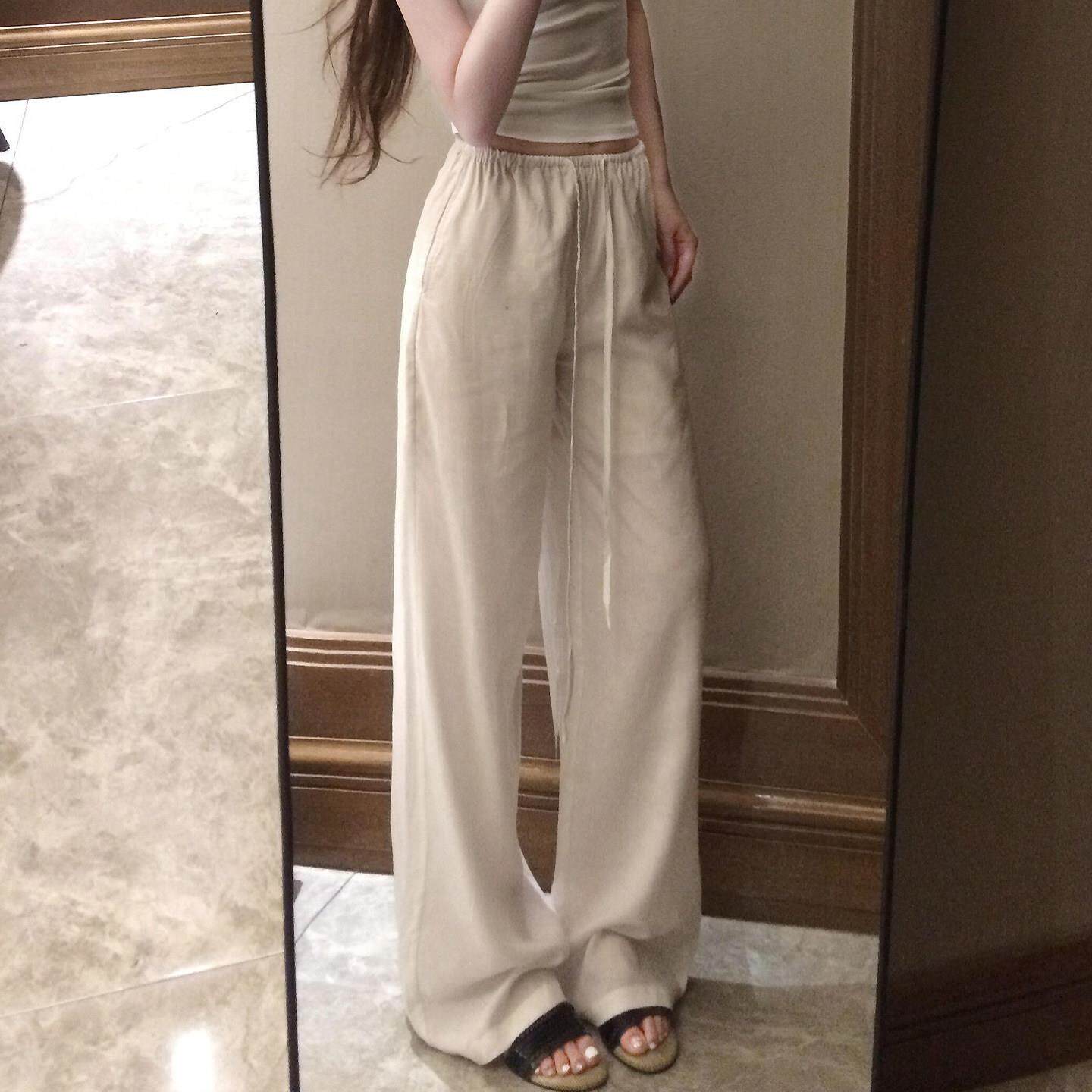 孕妇裤子春夏薄款外穿棉麻阔腿裤春装孕期不勒肚子亚麻打底裤夏季