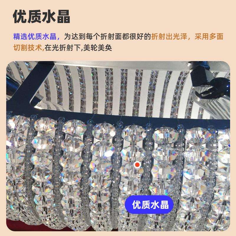 现代轻奢圆形水晶灯客厅吊灯美式简约餐厅灯艺术大风主灯家居LED