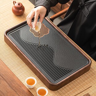 茶盘家用中式 复古简约蓄排双用茶台干泡托盘小型功夫茶海 A类