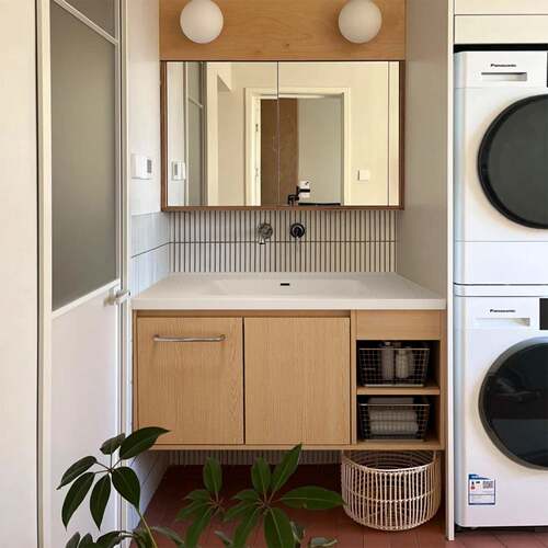 原木风卫浴室柜卫生间洗漱台陶瓷一体洗脸盆小户型洗手池2026新款