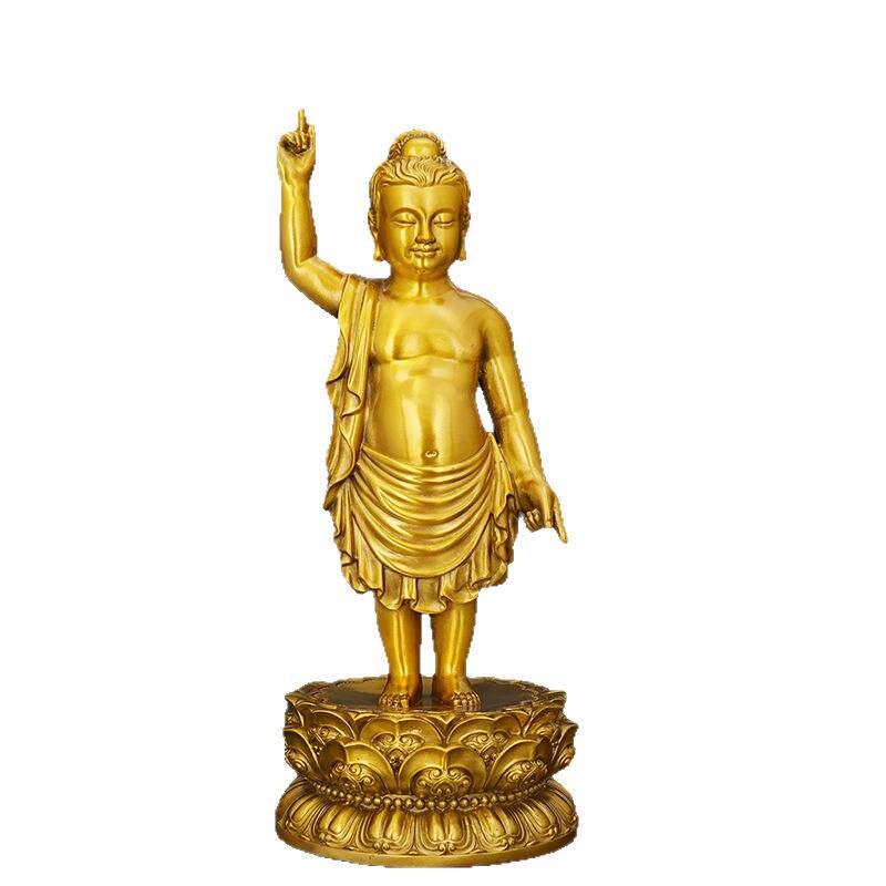 浴佛黄铜释迦牟尼佛摆件药师佛全铜工艺品家居佛堂供奉