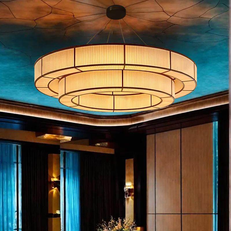 新中式餐厅包厢吊灯宋代美学宴会厅茶室吧台吊灯设计师款布艺灯具