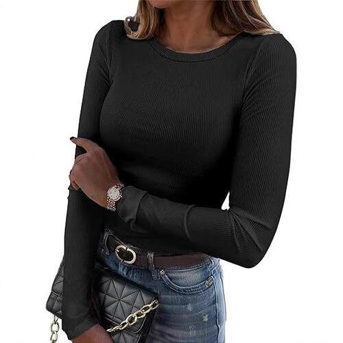 Women's long sleeved elastic shirt top 女式长袖弹恤款上衣