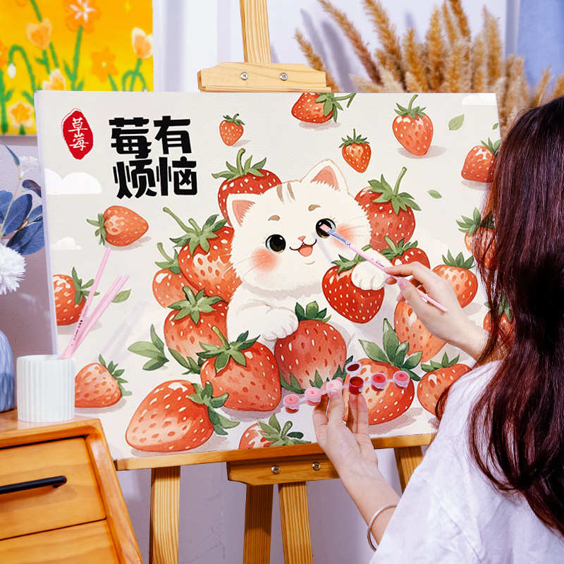 数字油画diy填色水果画画儿童手工手绘丙烯填充油彩装饰2025新款图片