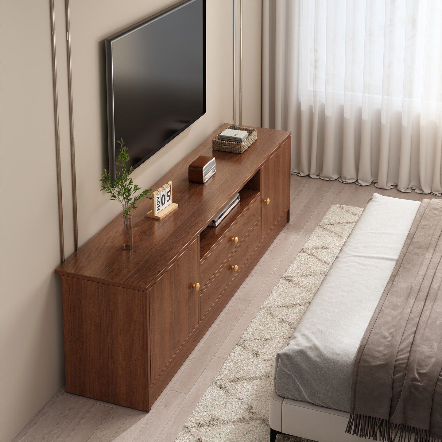 卧室高款电视柜2025新款小户型落地客厅家用收纳储物一体电视机柜