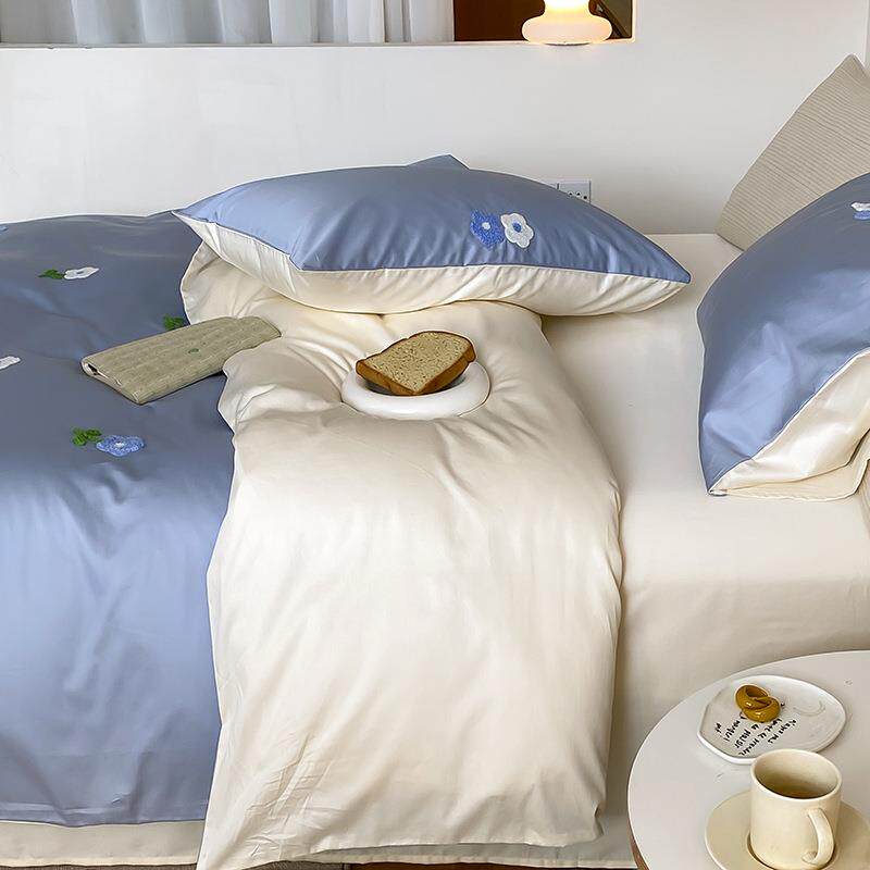 TZXL27-L长绒棉全棉刺绣四件套可爱巾卡笠毛绣被套纯棉床单床式床